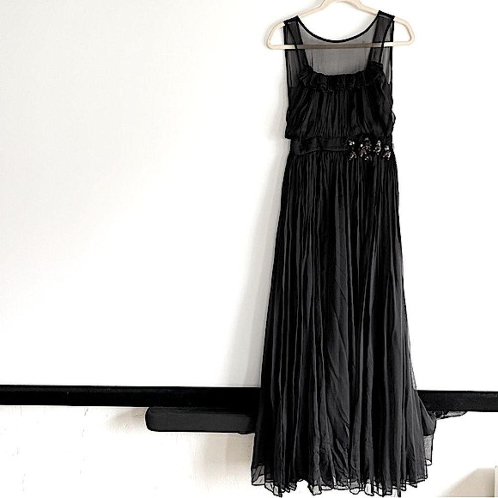 D&G Dolce & Gabbana Black Silk Maxi Dress Size 38 Flawed with Snags throughout